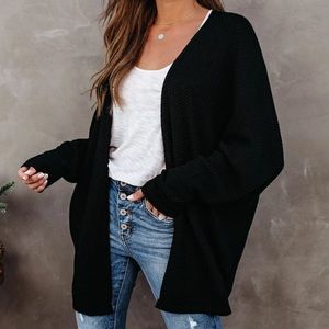 Vici NEXT DOOR DOLMAN KNIT CARDIGAN - BLACK